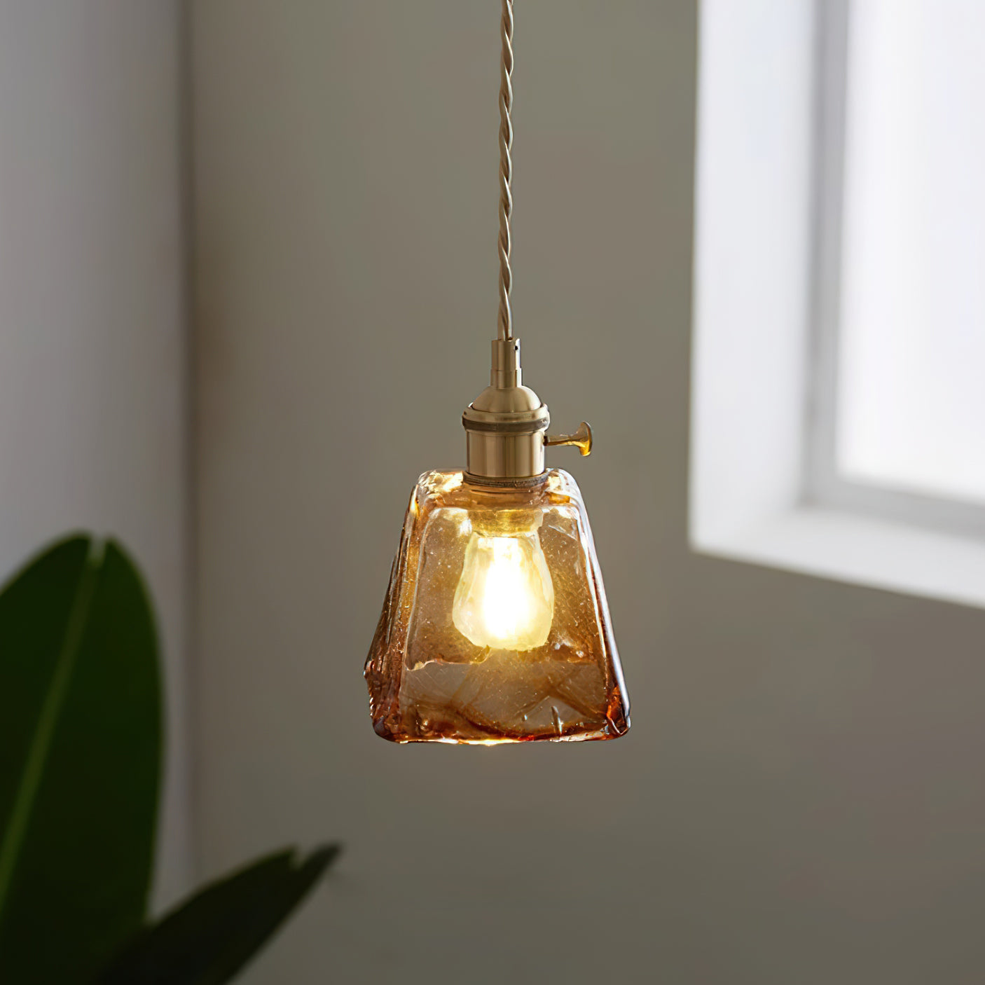 Verona Amber Textured Glass Pendant Light