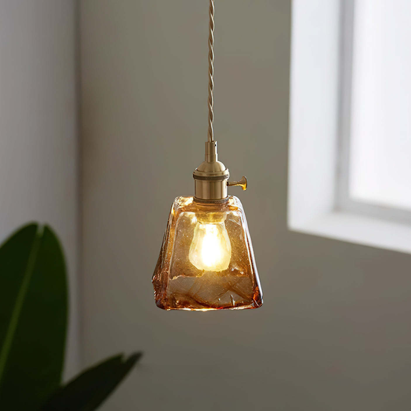 Verona Amber Textured Glass Pendant Light