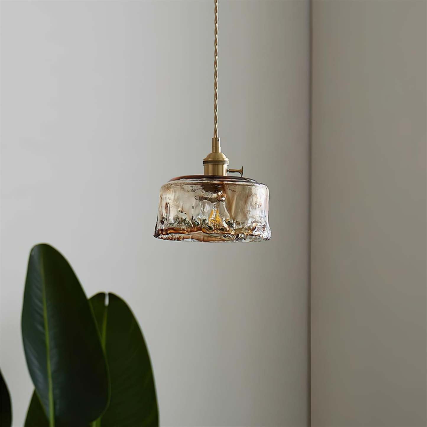 Verona Amber Textured Glass Pendant Light