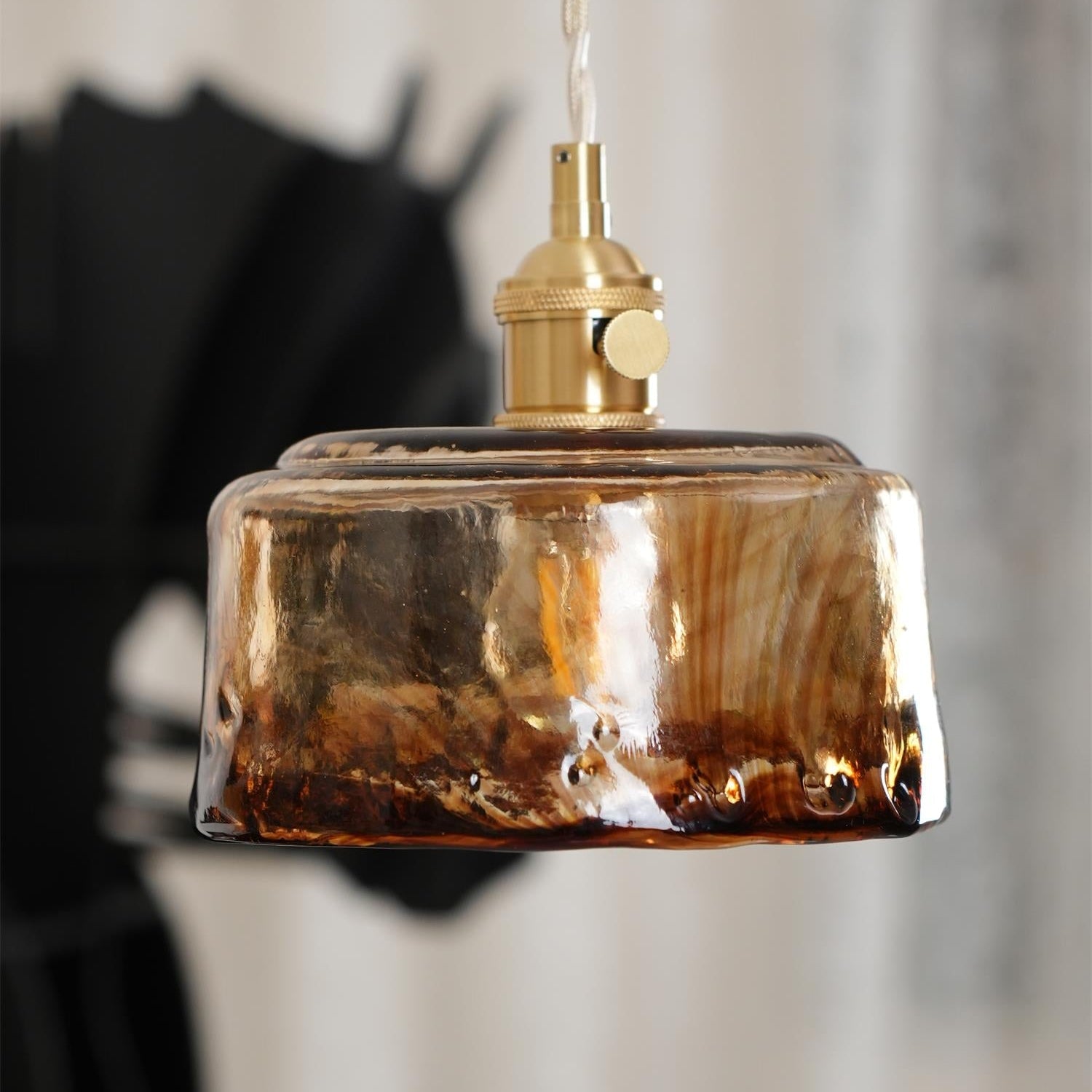 Verona Amber Textured Glass Pendant Light