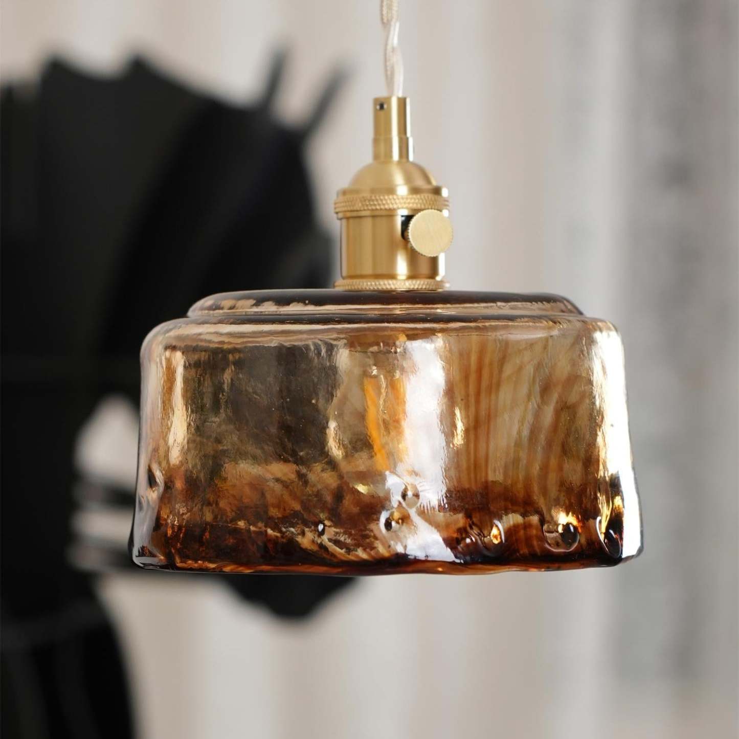 Verona Amber Textured Glass Pendant Light