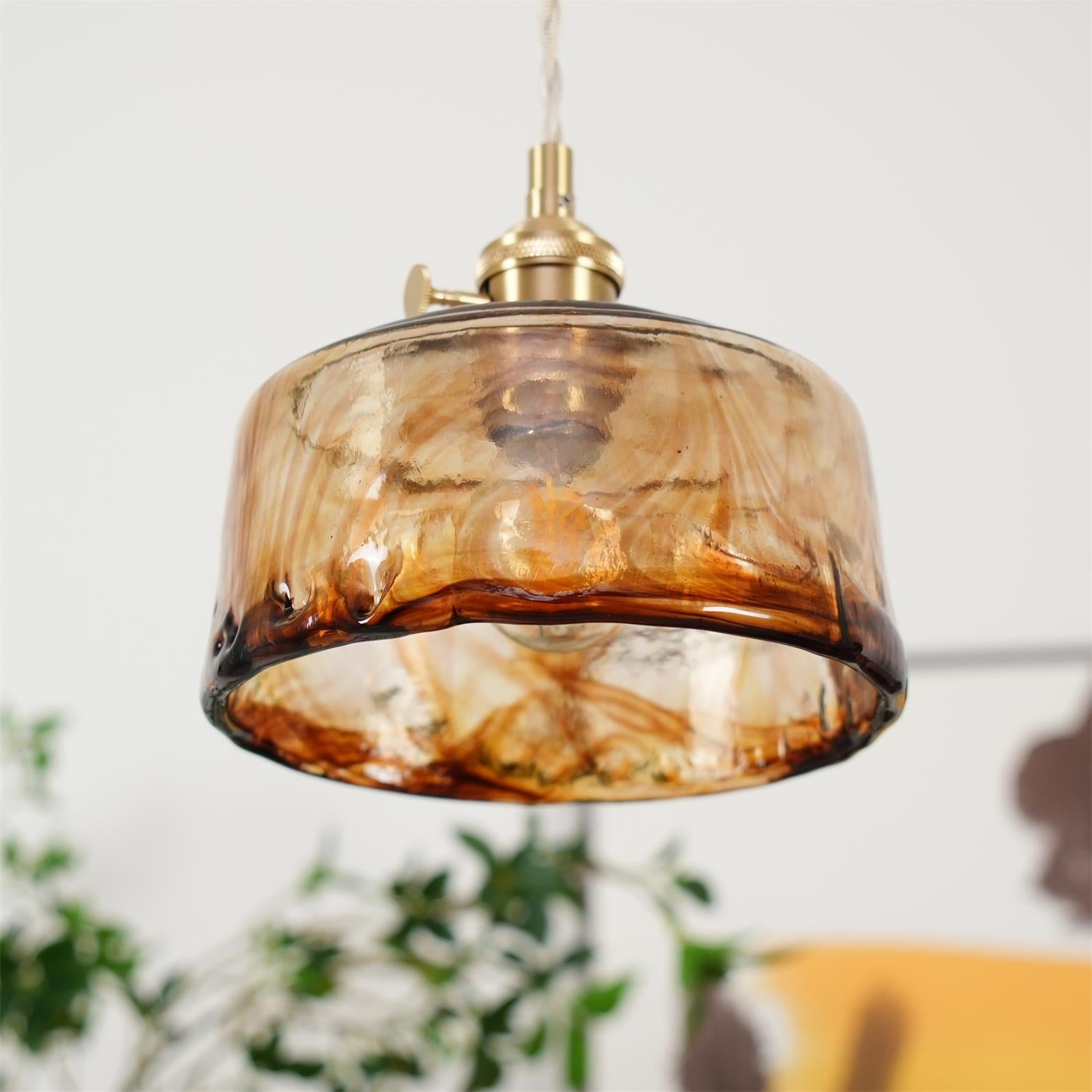 Verona Amber Textured Glass Pendant Light