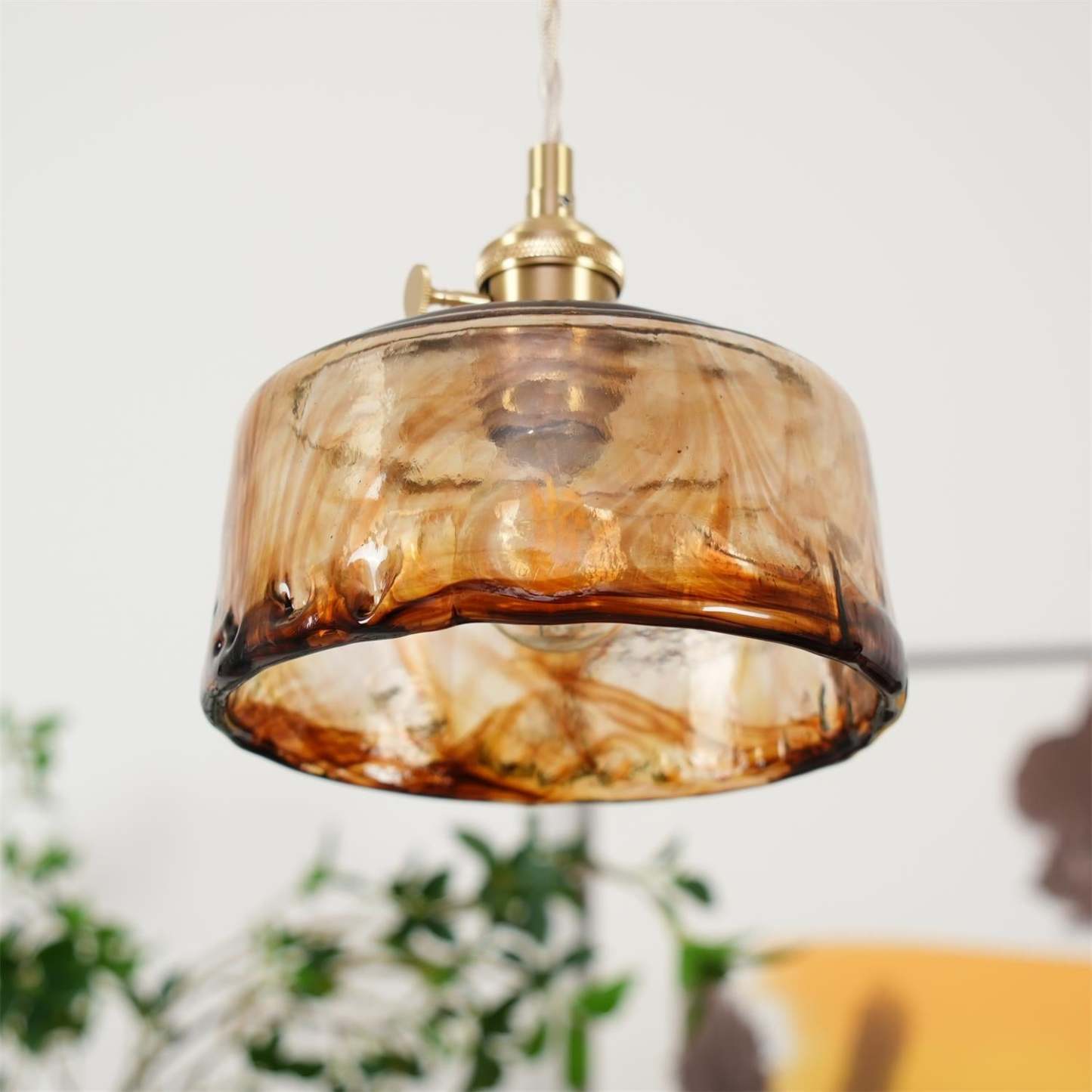 Verona Amber Textured Glass Pendant Light