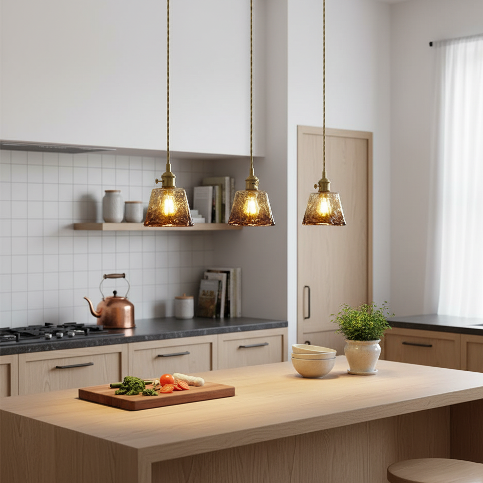 Verona Amber Textured Glass Pendant Light
