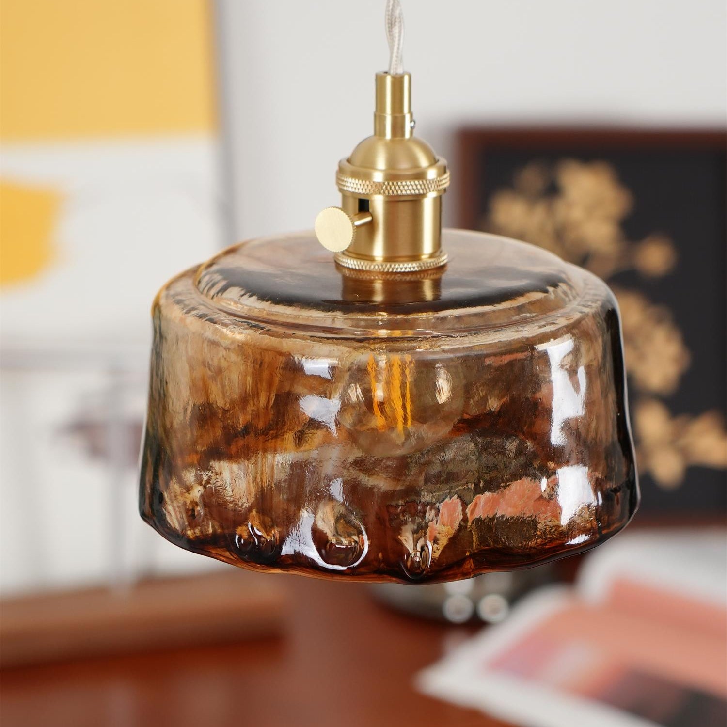 Verona Amber Textured Glass Pendant Light