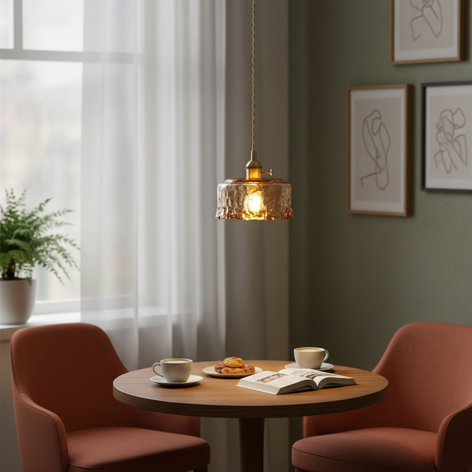 Verona Amber Textured Glass Pendant Light