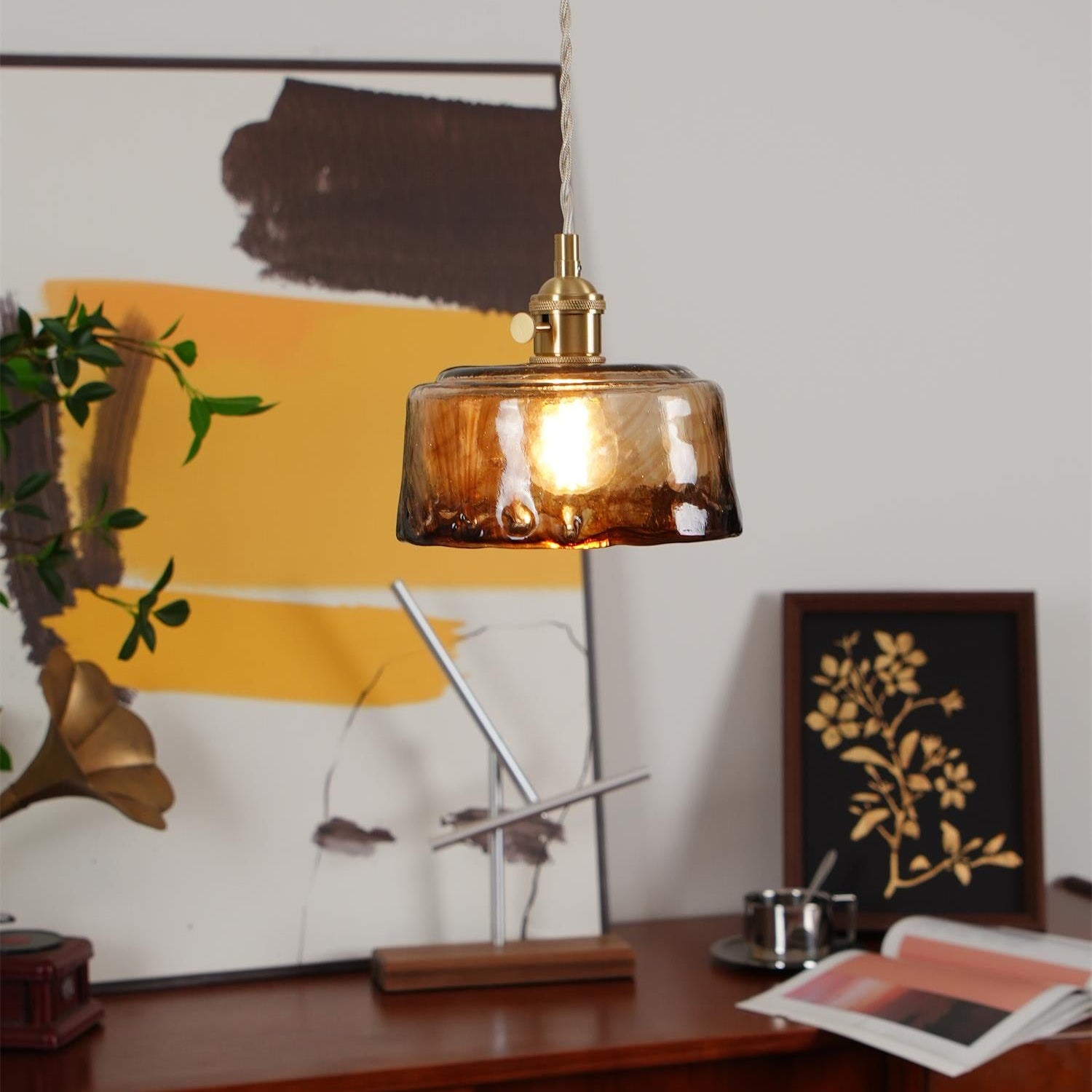 Verona Amber Textured Glass Pendant Light