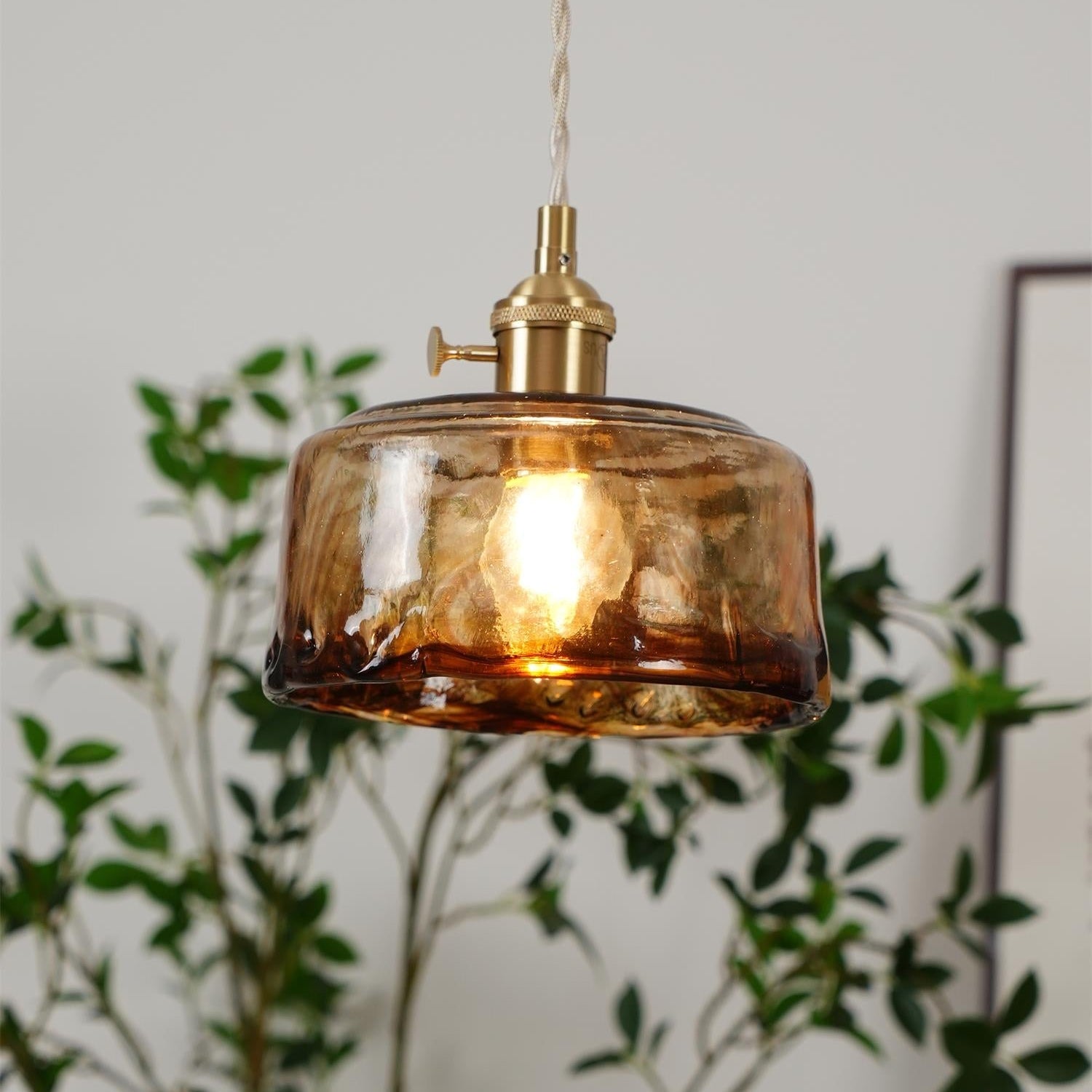 Verona Amber Textured Glass Pendant Light