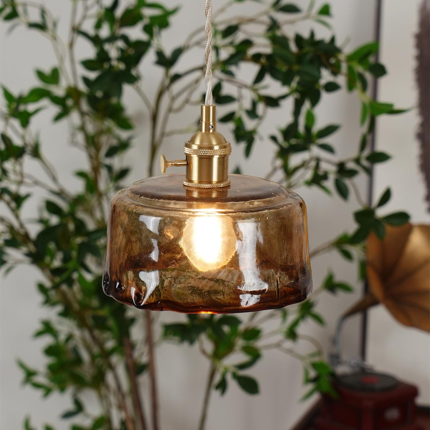 Verona Amber Textured Glass Pendant Light