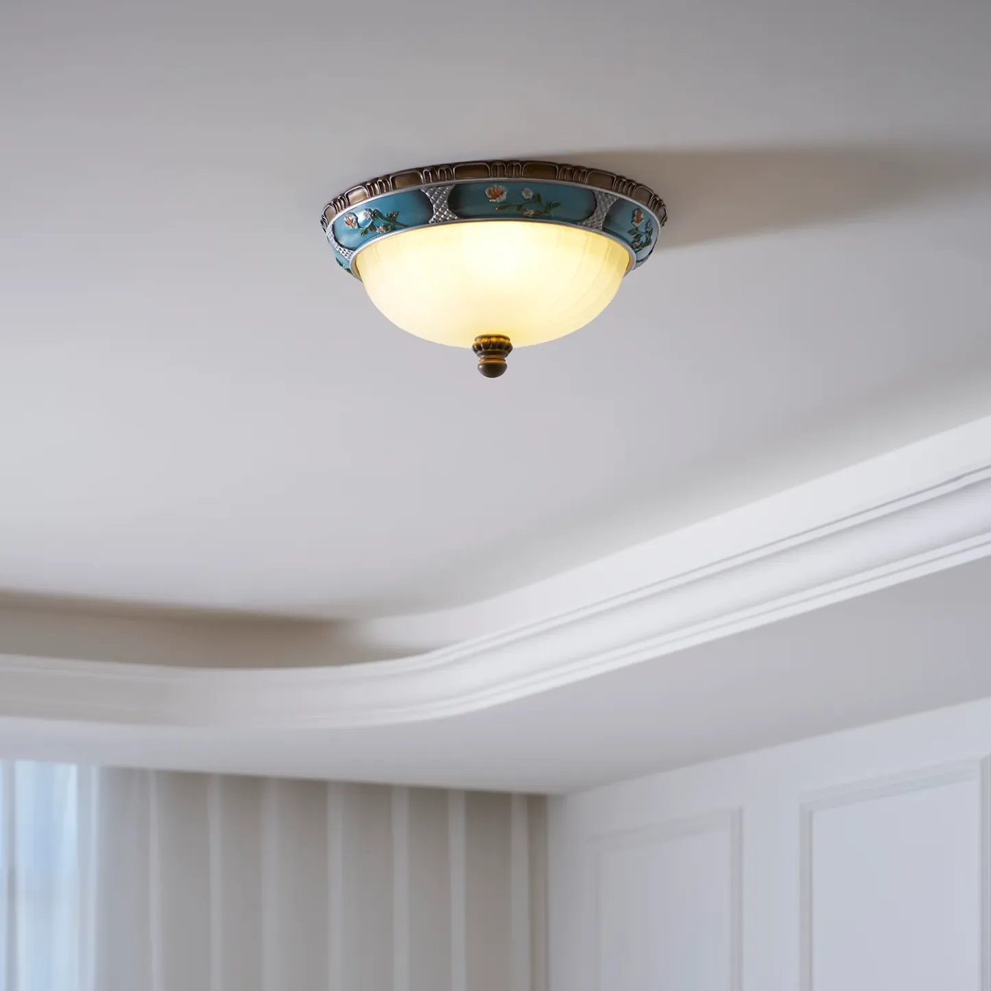 Plafonnier Ancien Classique Rond Verre Nuances Chambre à Coucher | Las Sola