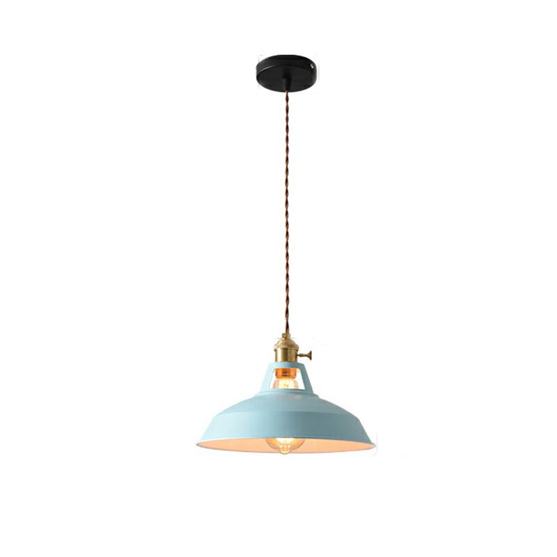 Retro Industrial Style Macaron Metal Pendant Light Dining Room Blue