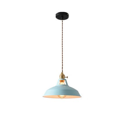 Retro Industrial Style Macaron Metal Pendant Light Dining Room Blue