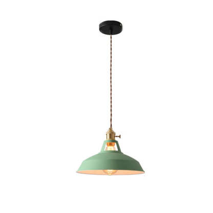Retro Industrial Style Macaron Metal Pendant Light Dining Room Green