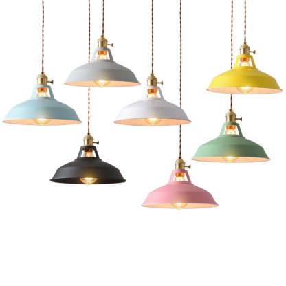 Retro Industrial Style Macaron Metal Pendant Light Dining Room Scene