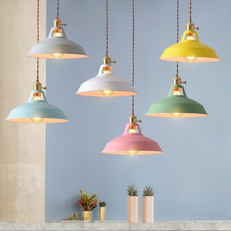 Retro Industrial Style Macaron Metal Pendant Light Dining Room Main