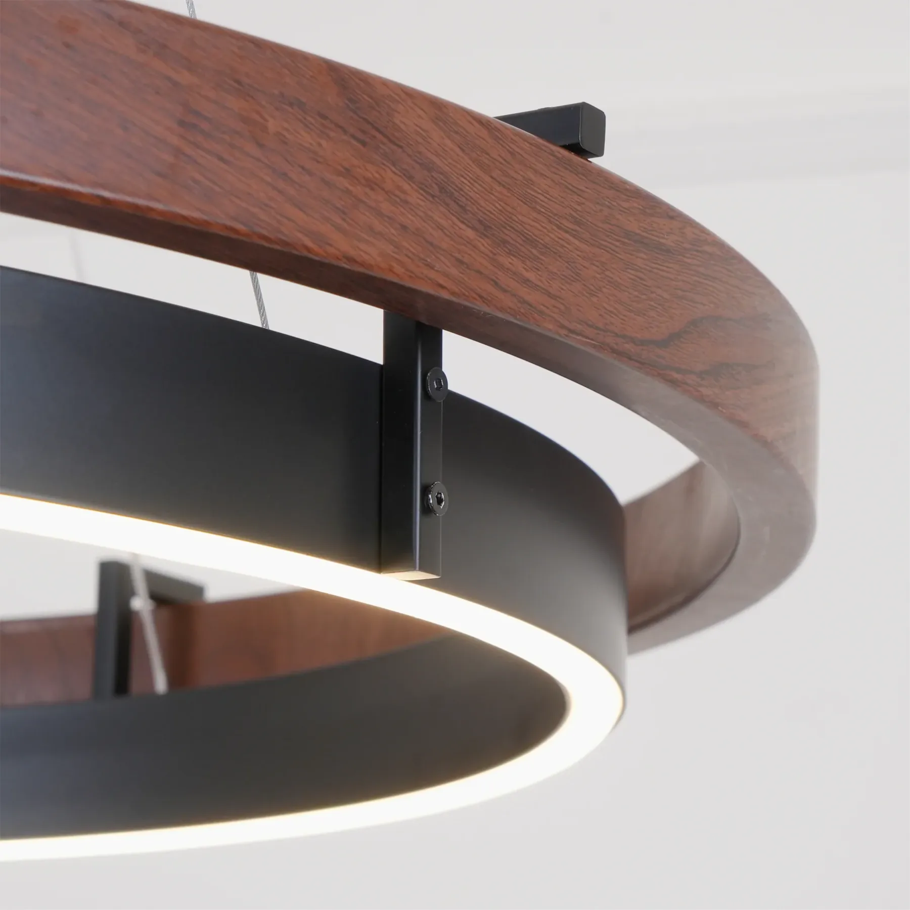 Muto Modern Round Metal Wood Chandelier Dining Living Room Bedroom