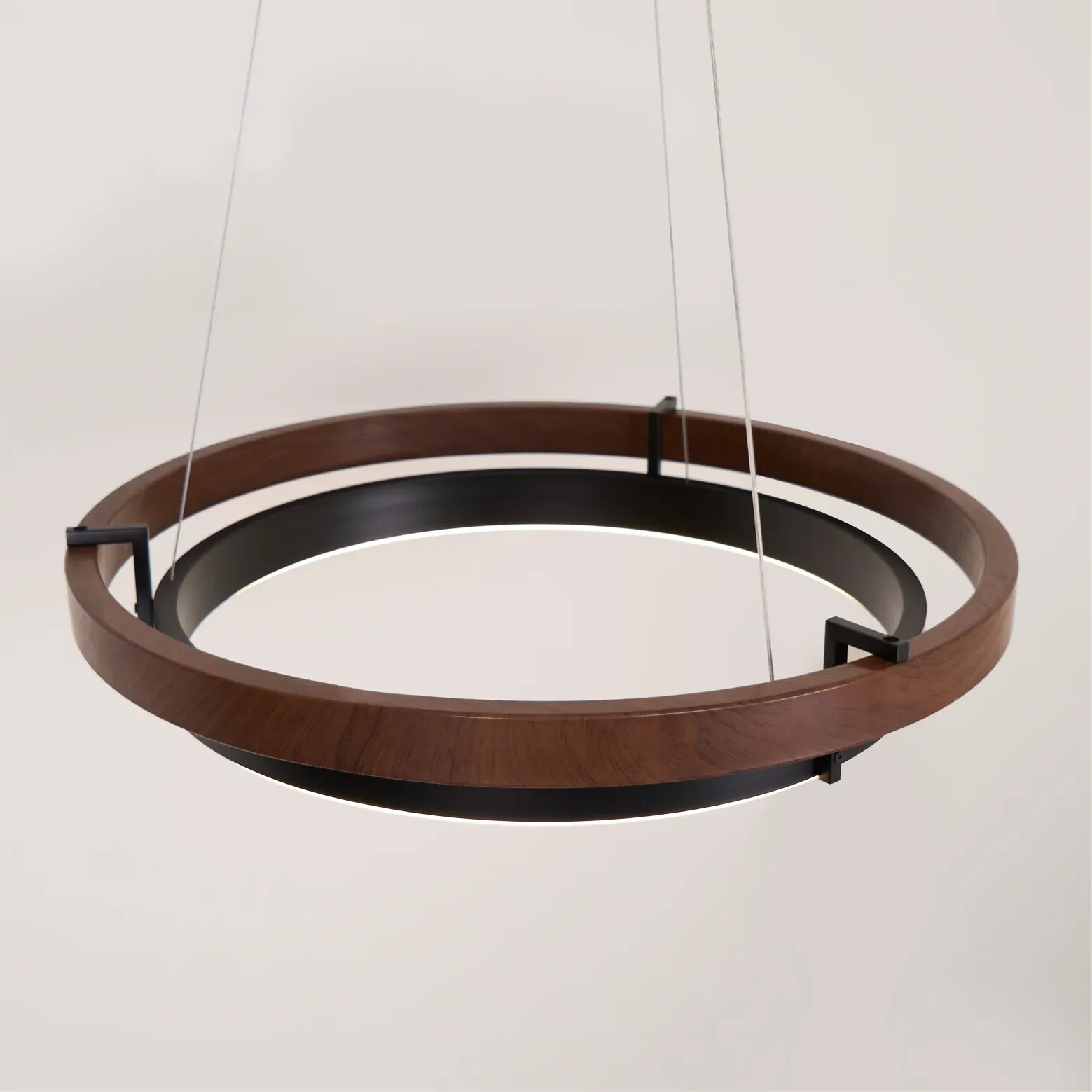 Muto Modern Round Metal Wood Chandelier Dining Living Room Bedroom