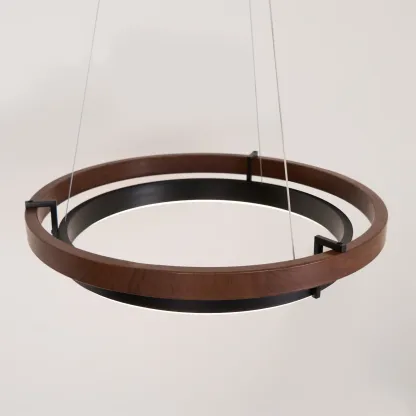 Muto Modern Round Metal Wood Chandelier Dining Living Room Bedroom