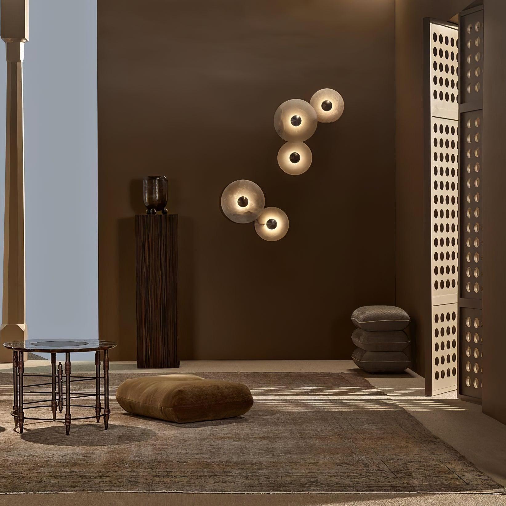 Artelux Round Alabaster Combination Wall Lamp