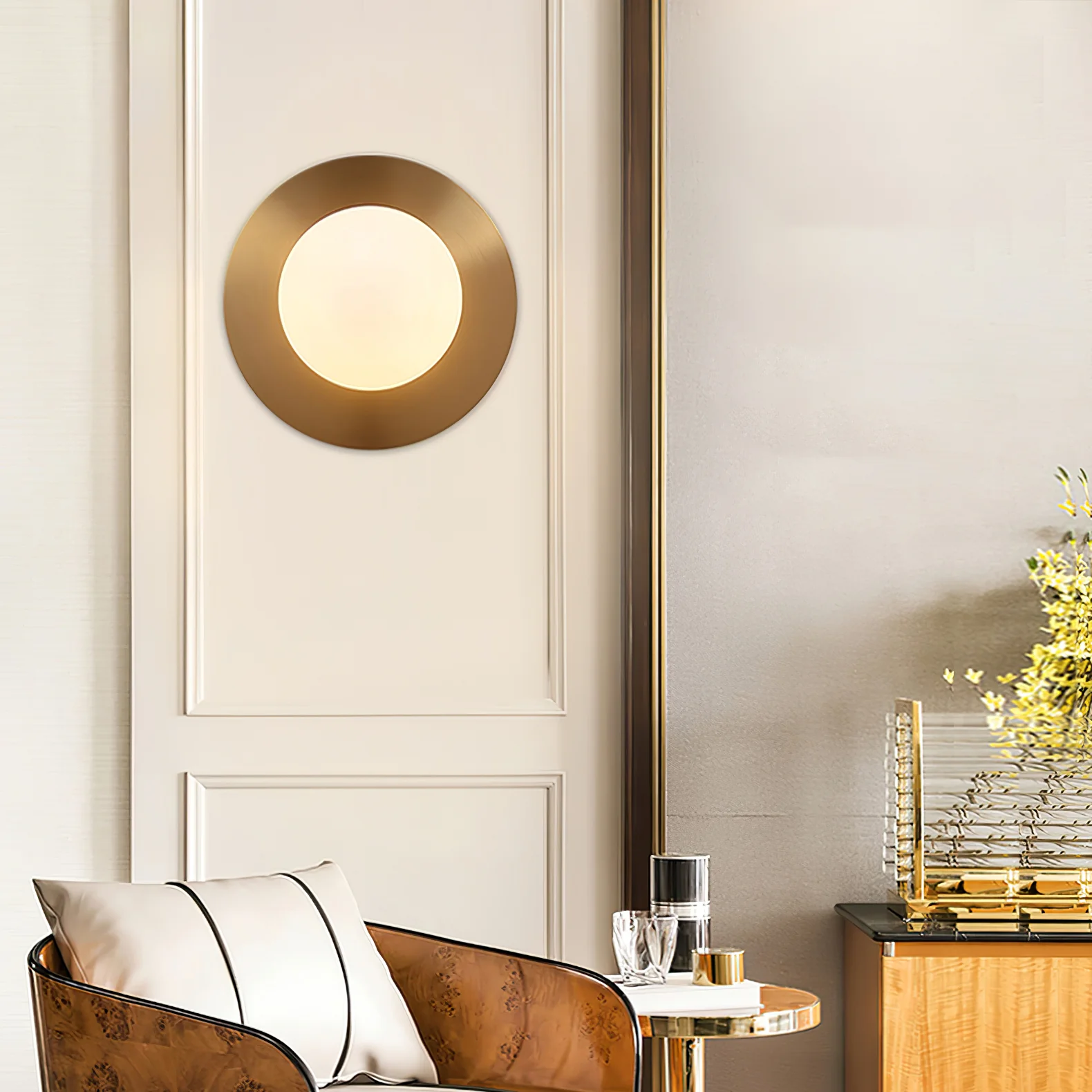 Orr Moderne Minimalisme Rond Verre Applique Murale Chambre à Coucher Salon