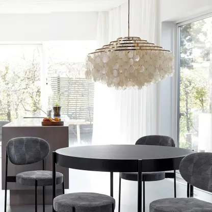 Marilyn Natural Metal Shell Chrome Pendant Light Bedroom Living Room