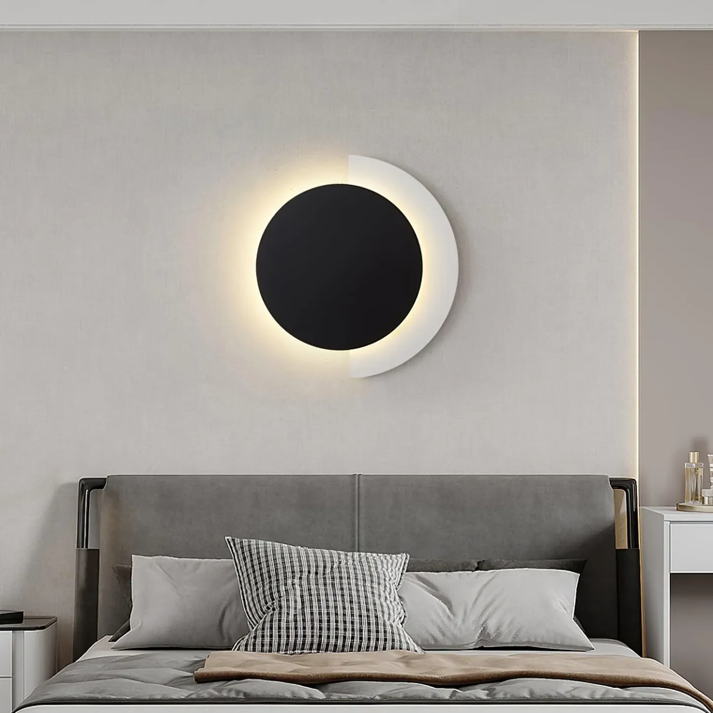 Edge Minimalisme Arrondi Acrylique Métal Applique Murale Salle à Manger Chambre à Coucher