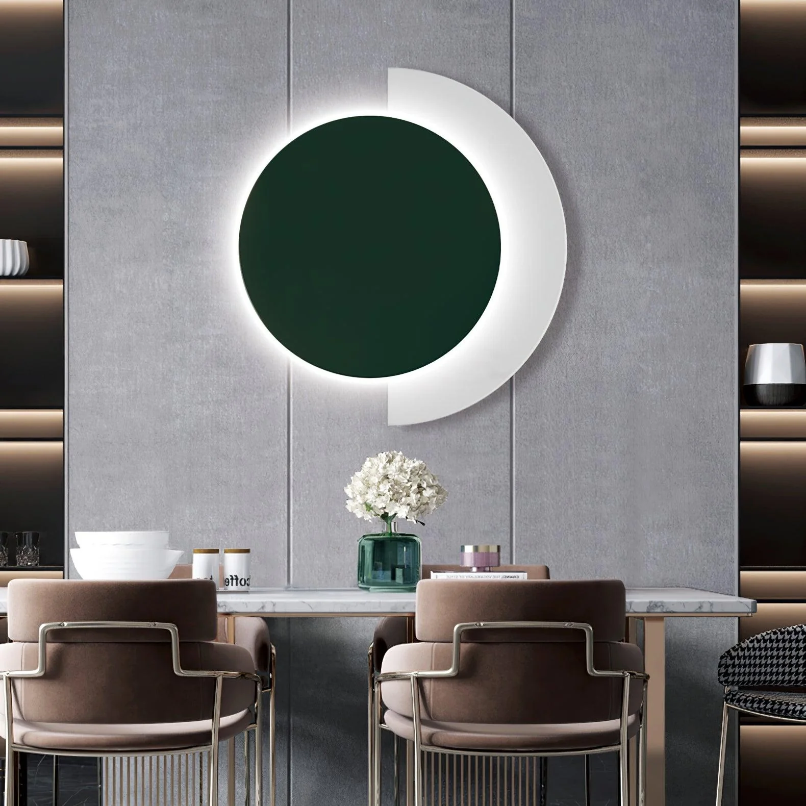 Edge Minimalisme Arrondi Acrylique Métal Applique Murale Salle à Manger Chambre à Coucher