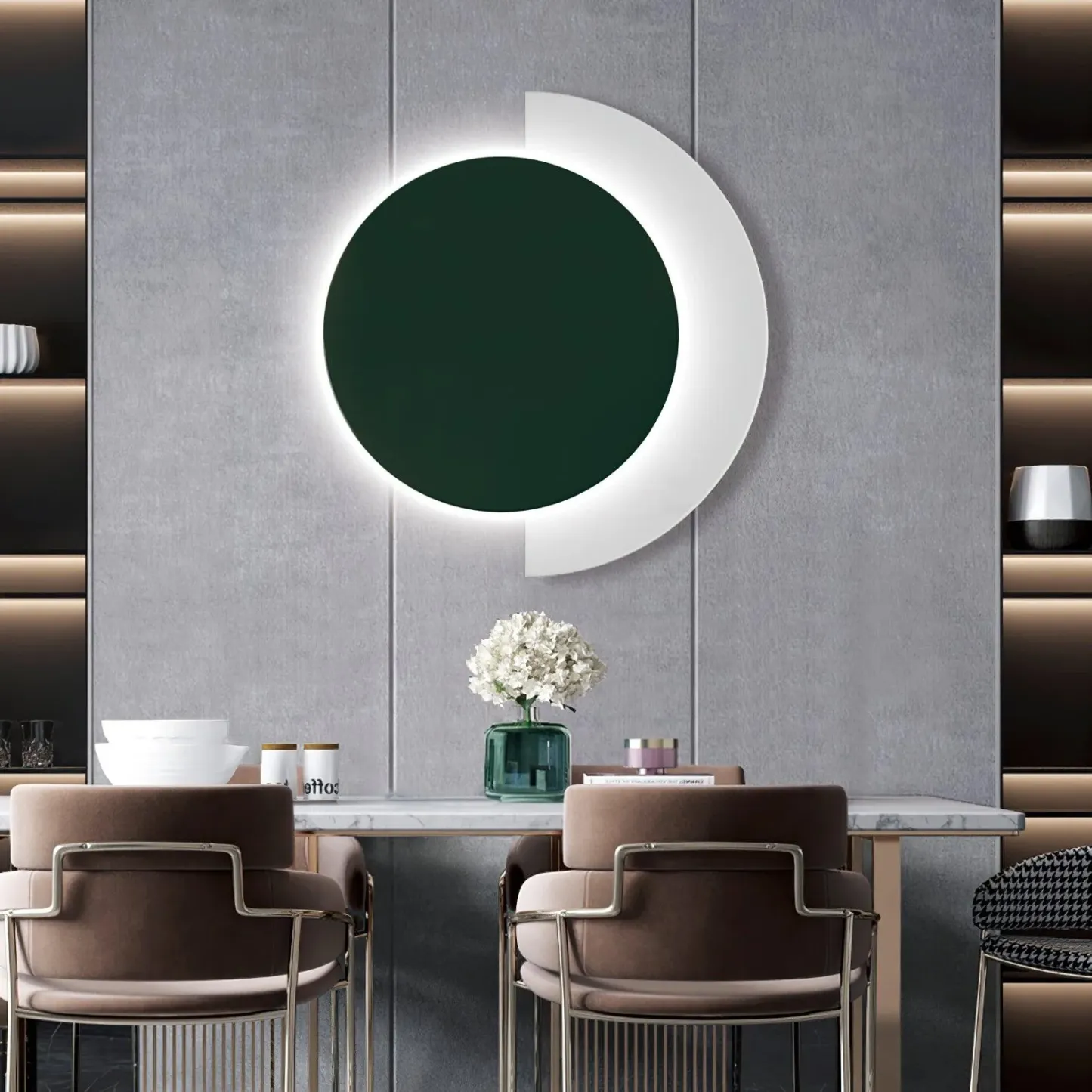Edge Minimalisme Arrondi Acrylique Métal Applique Murale Salle à Manger Chambre à Coucher