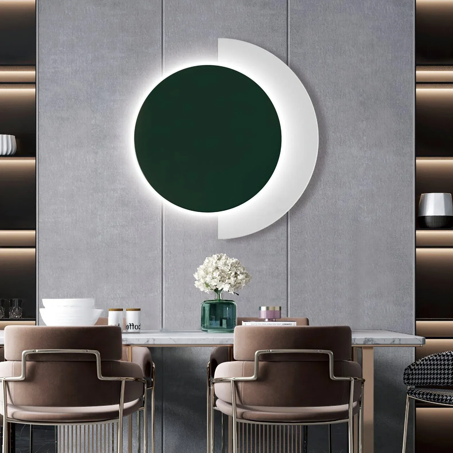 Edge Minimalisme Arrondi Acrylique Métal Applique Murale Salle à Manger Chambre à Coucher