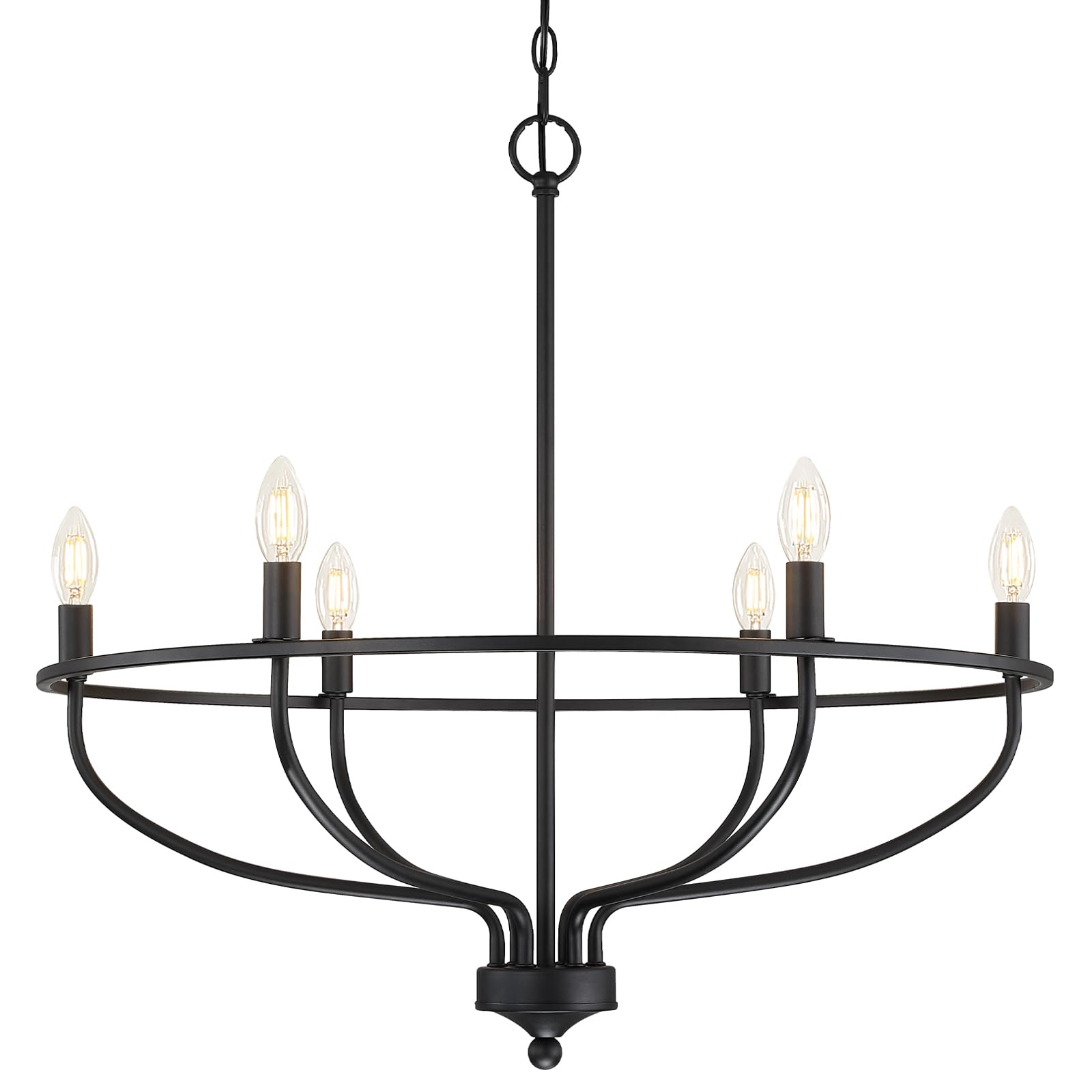 Silva Lustre Rond Bougie Industriel,  Métal, Noir/Champagne, Salon