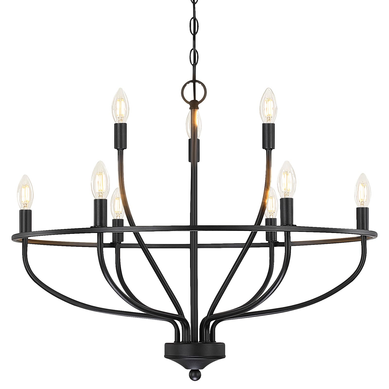 Silva Lustre Rond Bougie Industriel,  Métal, Noir/Champagne, Salon