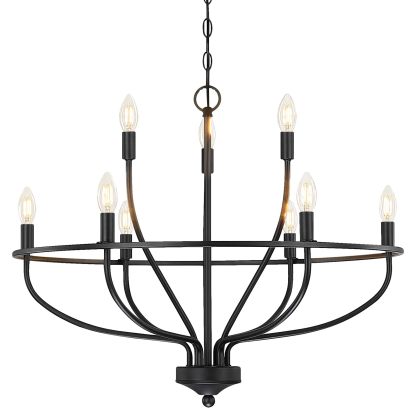 Silva Lustre Rond Bougie Industriel,  Métal, Noir/Champagne, Salon