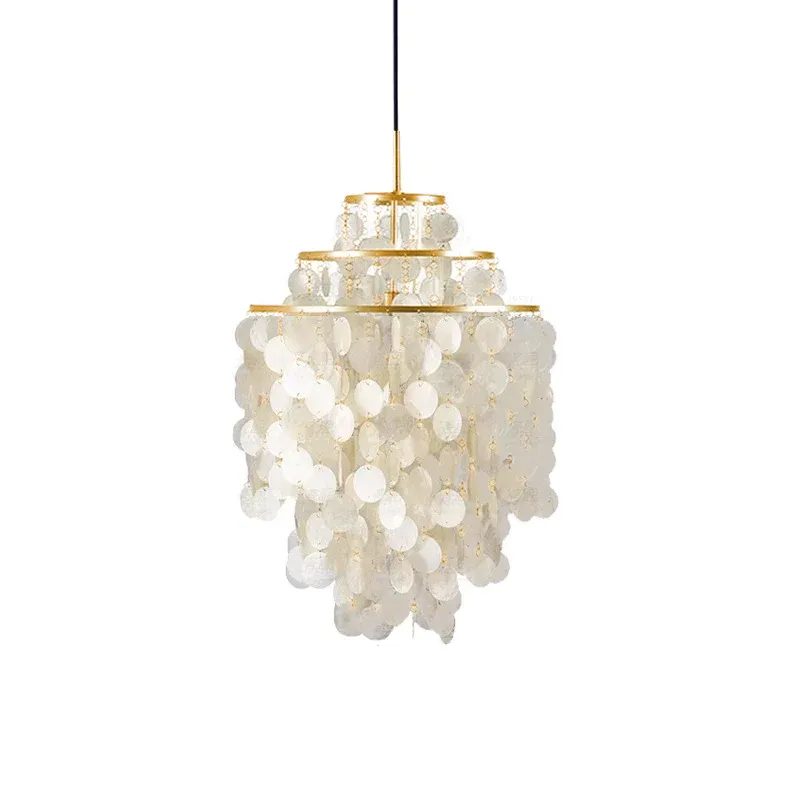 Marilyn Natural Metal Shell Chrome Pendant Light Bedroom Living Room