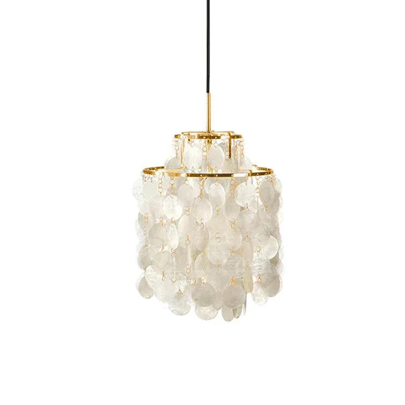 Marilyn Natural Metal Shell Chrome Pendant Light Bedroom Living Room