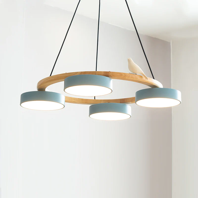 Morandi Metal Wood Resin Acrylic Pendant Light Dining Room Bedroom