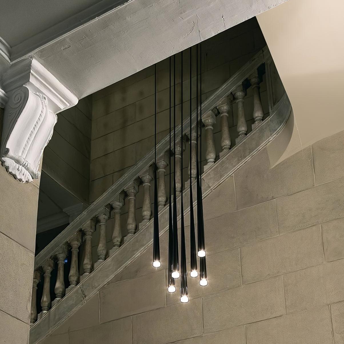 Edge Modern Slender Cone Metal Chandelier Hallway Living Room