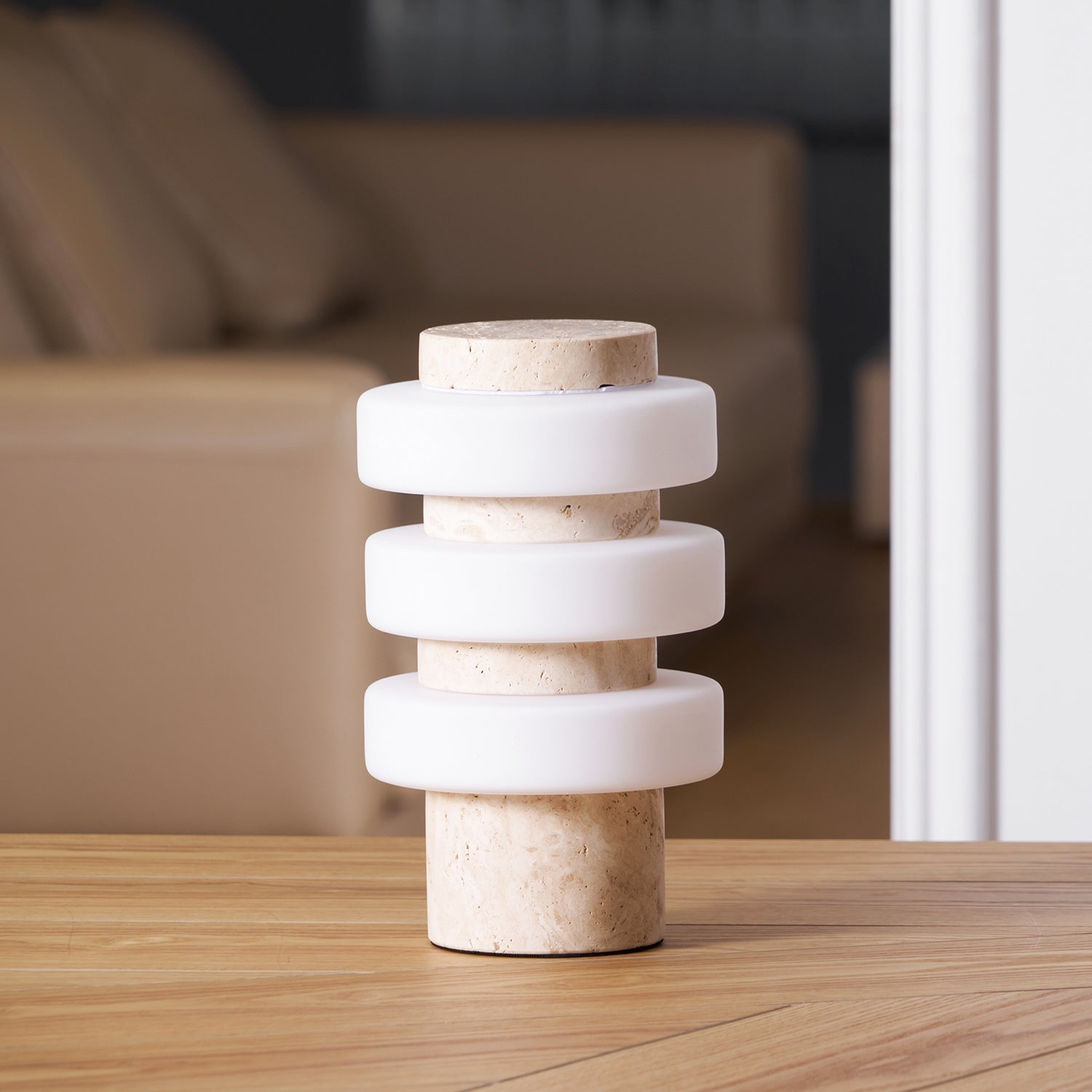 Dune Travertine White Beige Table Lamp