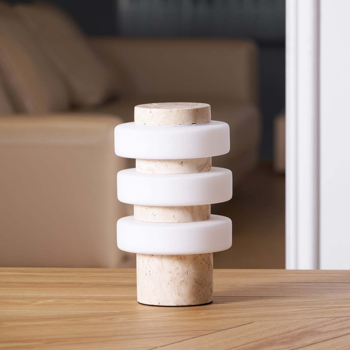 Dune Travertine White Beige Table Lamp
