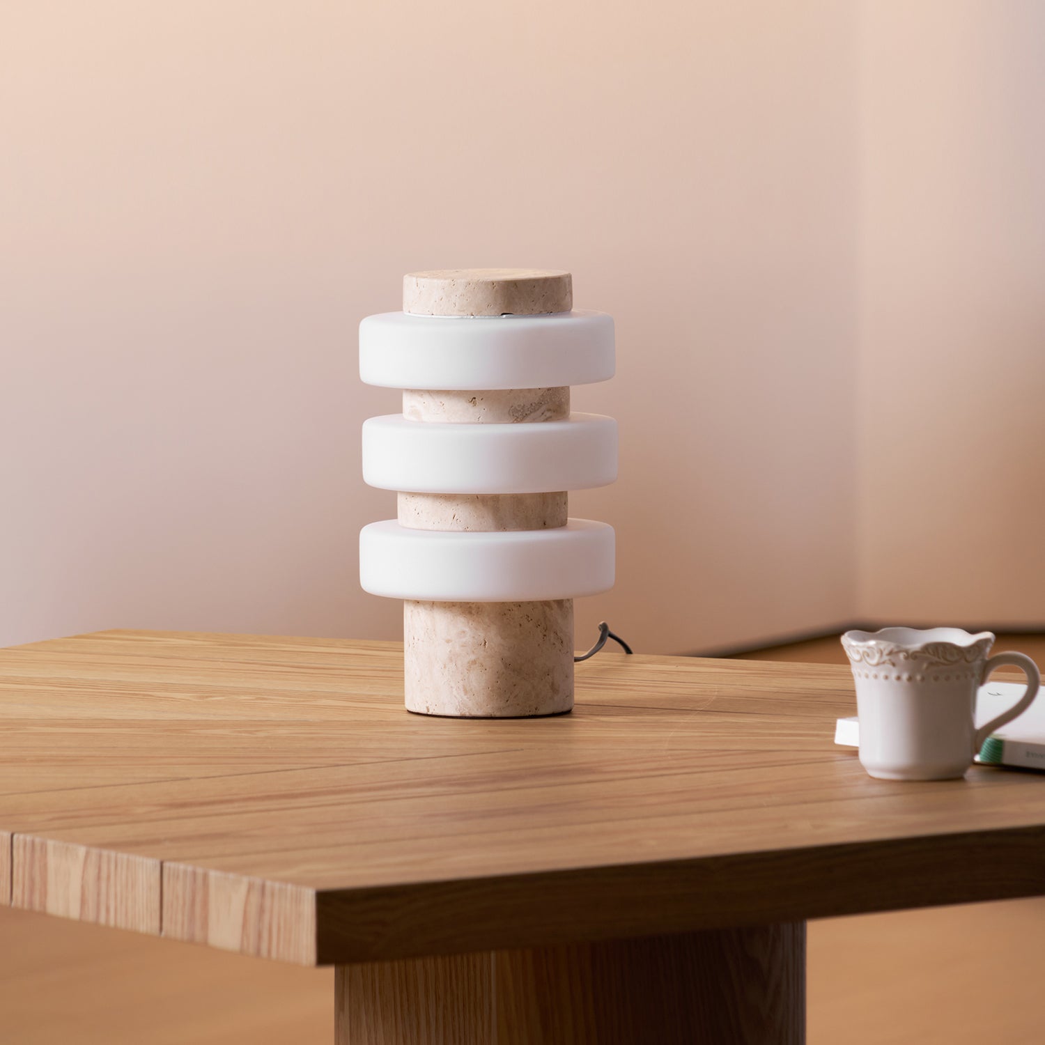 Dune Travertine White Beige Table Lamp