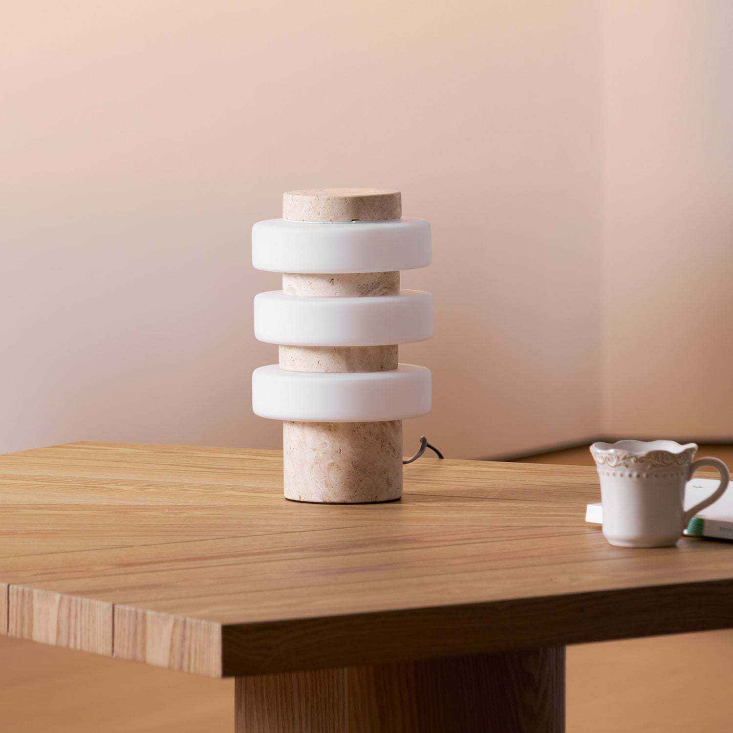 Dune Travertine White Beige Table Lamp