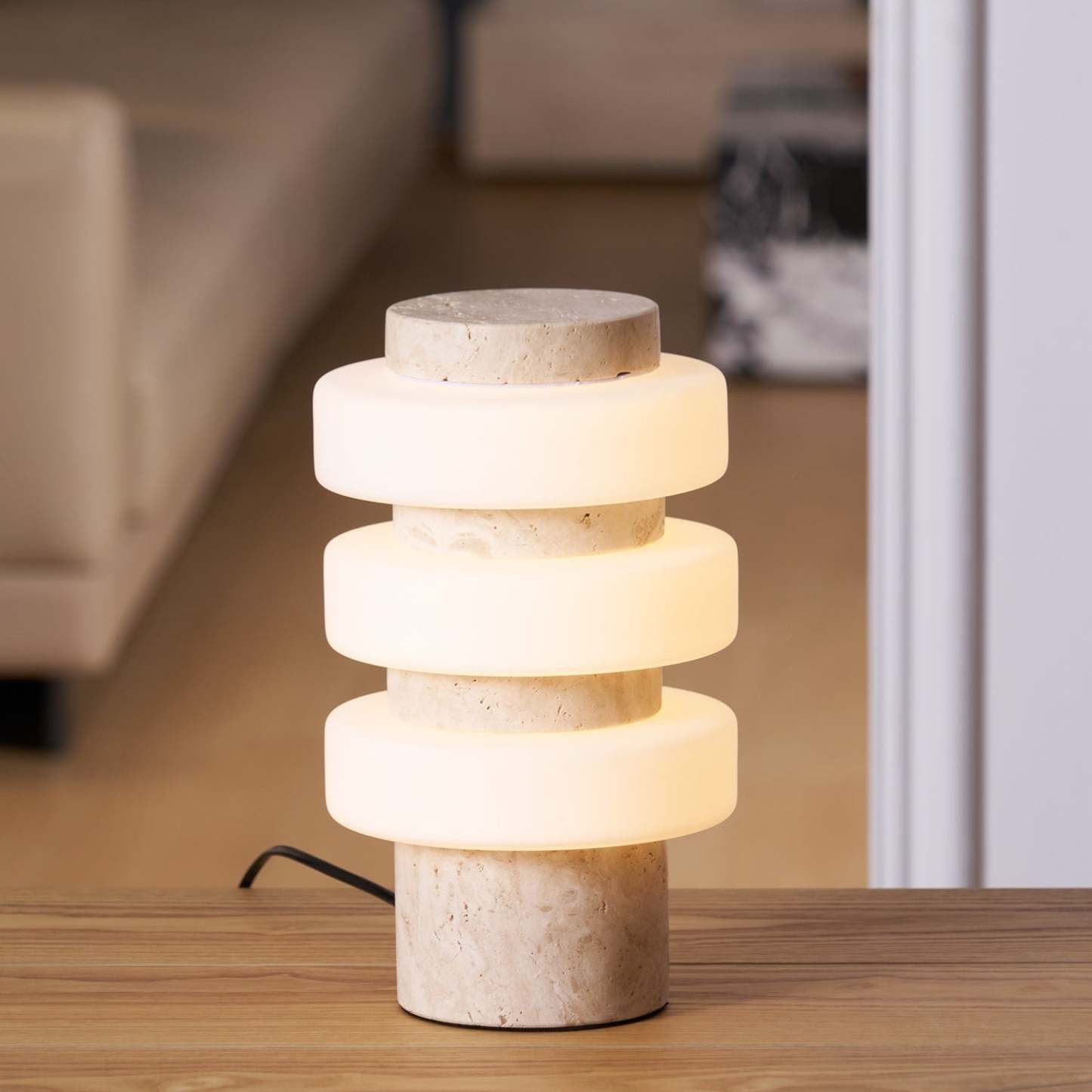 Dune Travertine White Beige Table Lamp