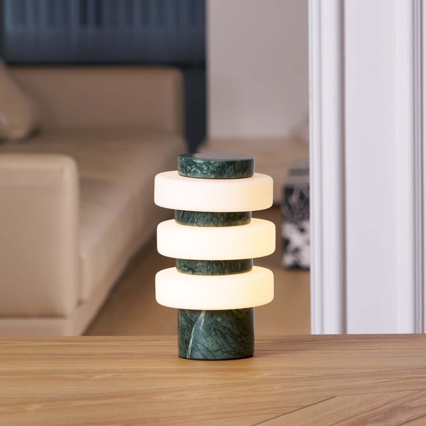Dune Travertine White Beige Table Lamp