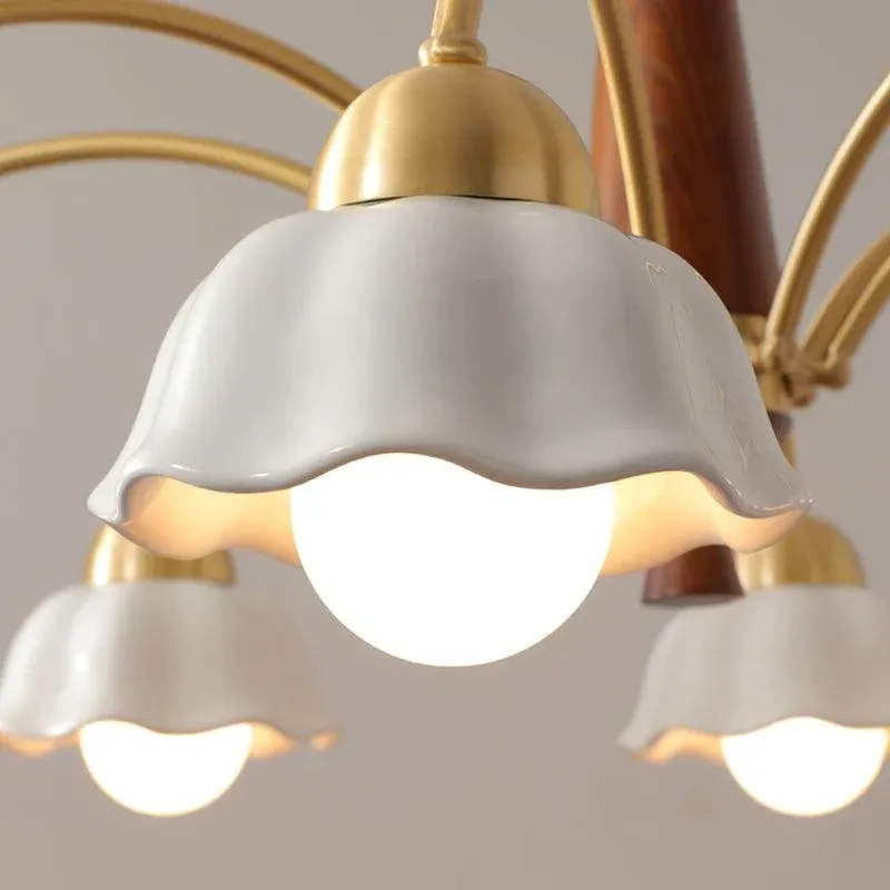 Valentina Vintage Brass Glass Chandelier Shades Living Dining Room