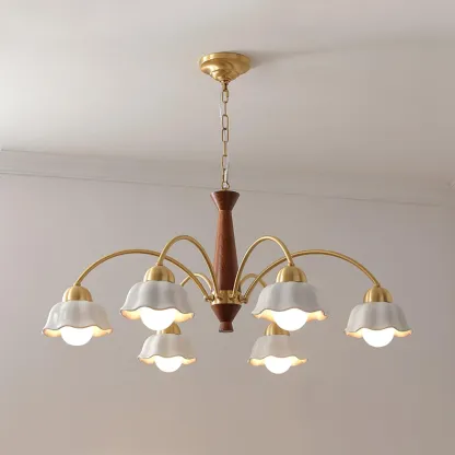 Valentina Vintage Brass Glass Chandelier Shades Living Dining Room