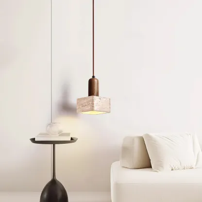 Zaid Minimalism Travertine Wood Pendant Lamp Bedroom Dining Room