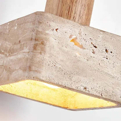 Zaid Minimalism Travertine Wood Pendant Lamp Bedroom Dining Room