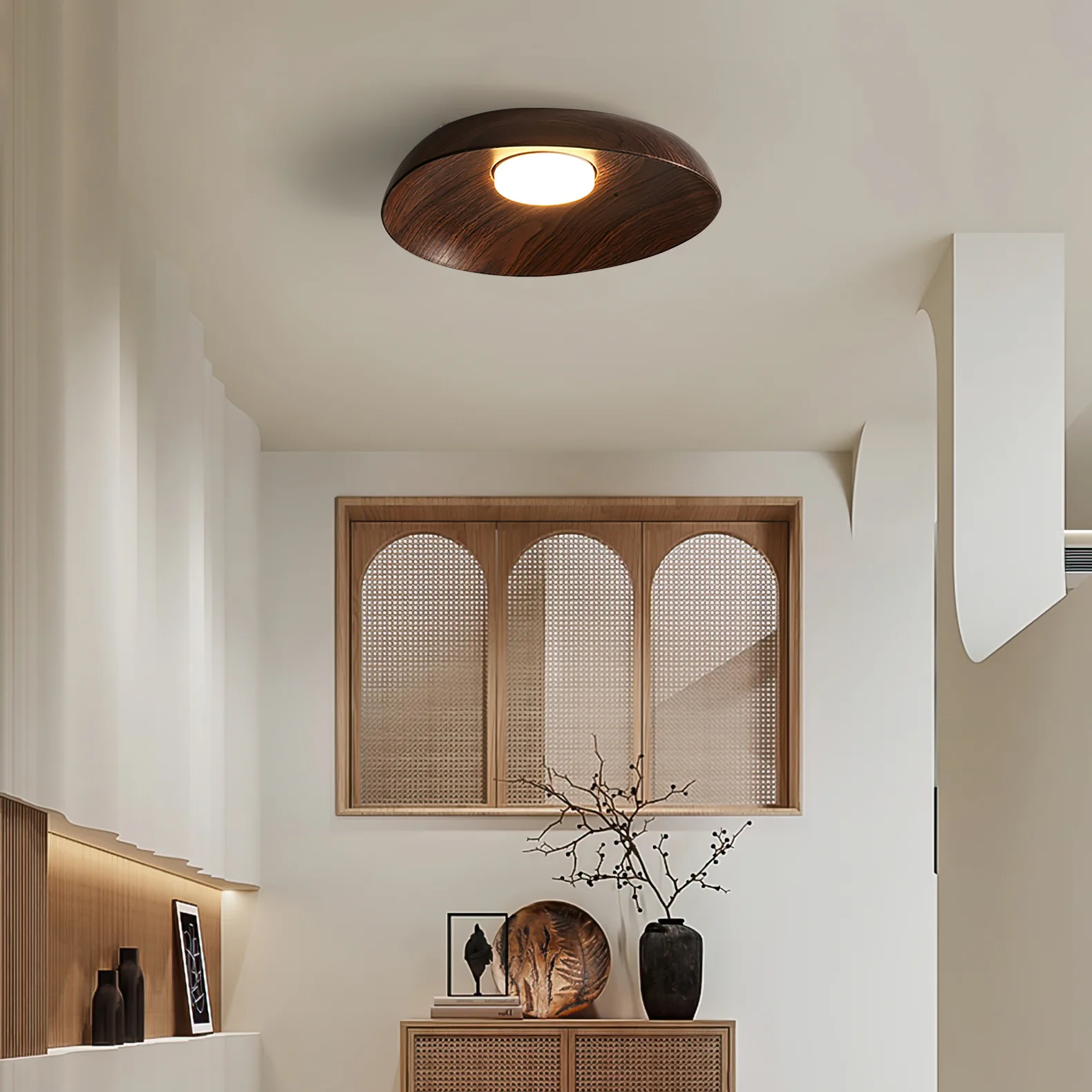 Muto Moderne Rond Bois Plafonnier Chambre Couloir Salon