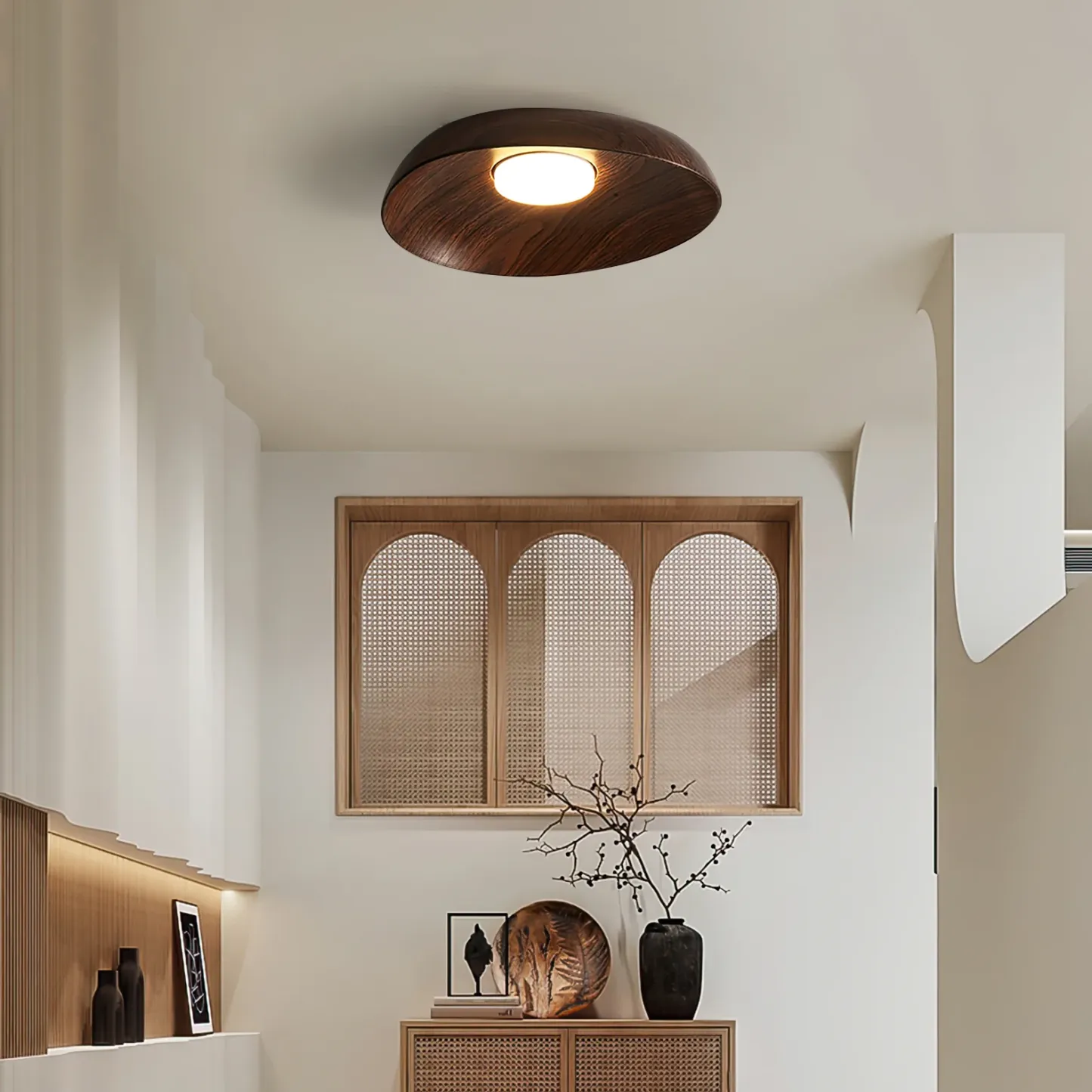 Muto Moderne Rond Bois Plafonnier Chambre Couloir Salon