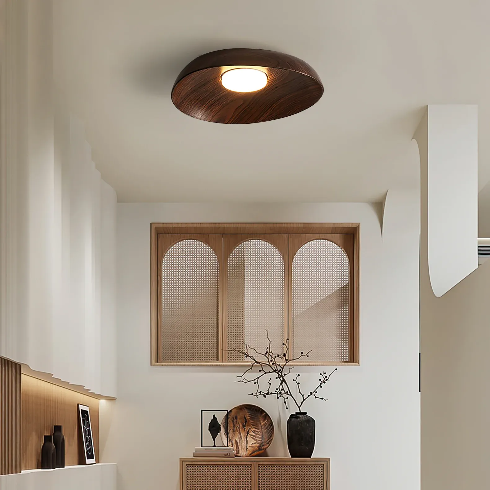 Muto Moderne Rond Bois Plafonnier Chambre Couloir Salon