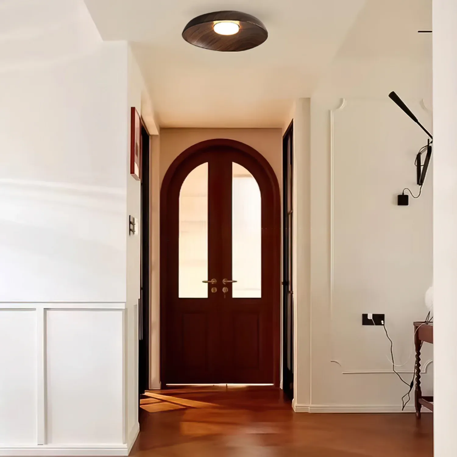 Muto Modern Round Wood Ceiling Light Bedroom Hallway Living Room